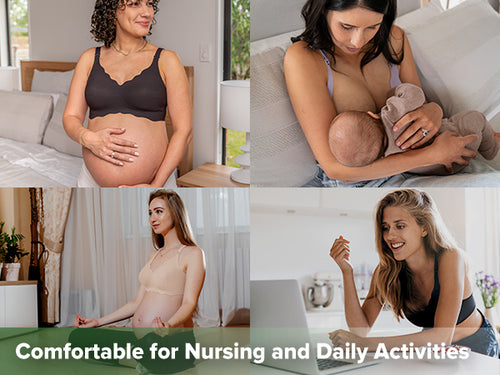 haakaa Nursing Bras for Breastfeeding, Ultra Comfort Scalloped Seamless Jelly Strip Supportive Maternity Bras Wireless Pregnancy Bras