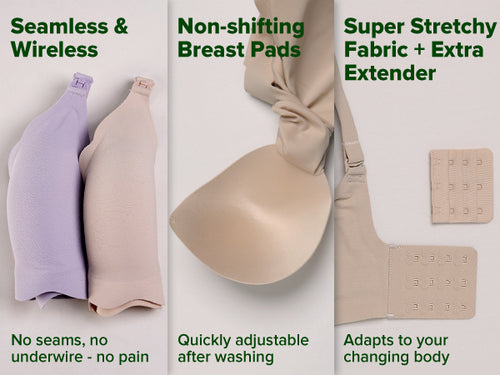 haakaa Nursing Bras for Breastfeeding, Ultra Comfort Scalloped Seamless Jelly Strip Supportive Maternity Bras Wireless Pregnancy Bras