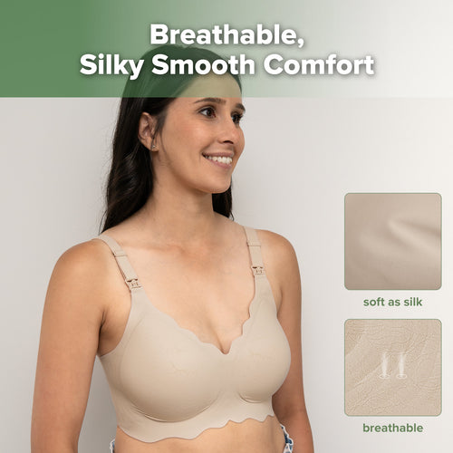 haakaa Nursing Bras for Breastfeeding, Ultra Comfort Scalloped Seamless Jelly Strip Supportive Maternity Bras Wireless Pregnancy Bras