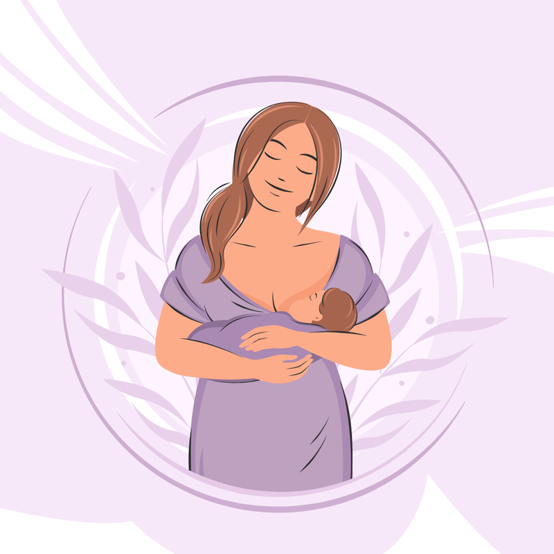 Illustration of a mother holding her baby