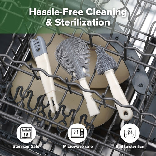 Clean & Dry Travel Bottle Brush Set - Cream & Slate