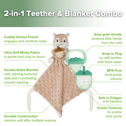 Snuggle Squirrel & Acorn Teether Blanket Combo