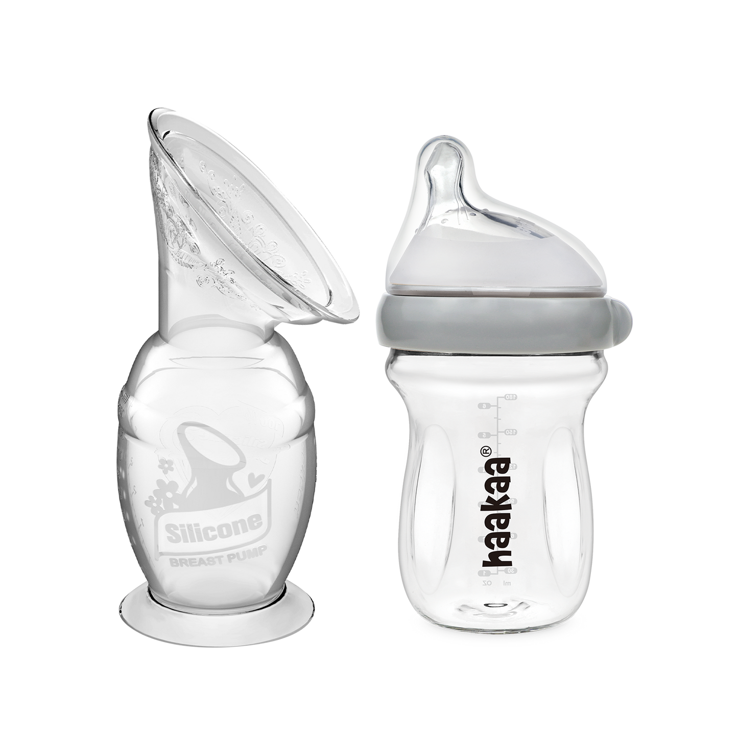 Generation 2 Silicone Breast Pump (150ml) and Gen. 3 Glass Baby Bottle Combo (160ml)