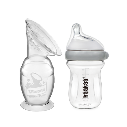Generation 2 Silicone Breast Pump (150ml) and Gen. 3 Glass Baby Bottle Combo (160ml)